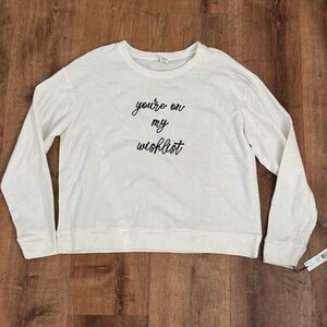 NEW Jasmine and Ginger Embroidered Wishlist Holiday Crewneck Women’s Large